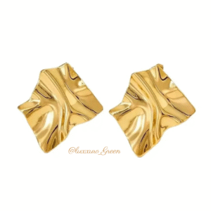 High-End Irregular Square Statement Earrings – Champagne Gold - Image 1