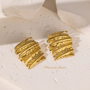 Minimalist Irregular 18K Gold-Plated Stud Earrings – Hypoallergenic Titanium Steel - Image 1