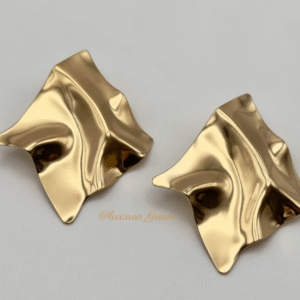 High-End Irregular Square Statement Earrings – Champagne Gold - Image 2