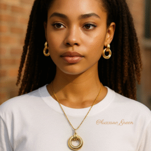 Urban Elegance Set – Gold-Plated Circle Stud Earrings & Necklace - Image 1