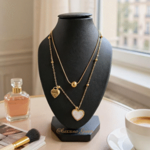 Double Layer Gold-Plated Chain with Shell Pendant – Stainless Steel - Image 3