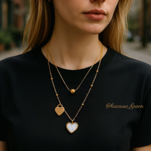 Double Layer Gold-Plated Chain with Shell Pendant – Stainless Steel - Image 2