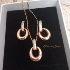 Charming Gold Hoop Earrings & Necklace Set – Fashion Jewellery - Image 1