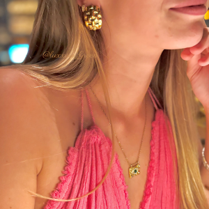 Textured Pattern Gold Earrings - Image 4
