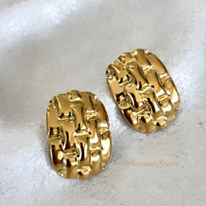 Textured Pattern Gold Earrings - Image 1