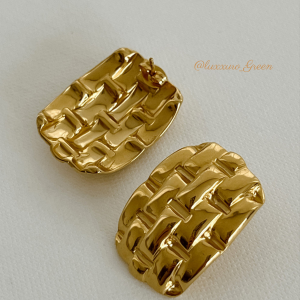 Textured Pattern Gold Earrings - Image 5