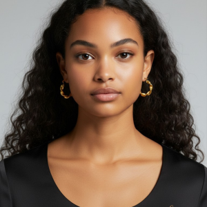 Twisted Satin Gold Earrings - Image 2