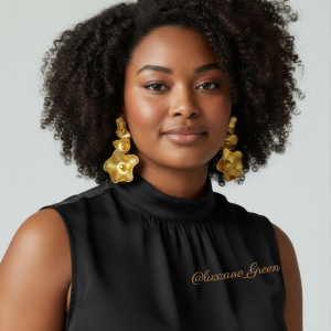 Golden Cascade Flower Earrings - Image 2