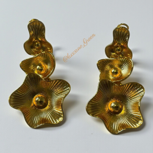 Golden Cascade Flower Earrings - Image 1