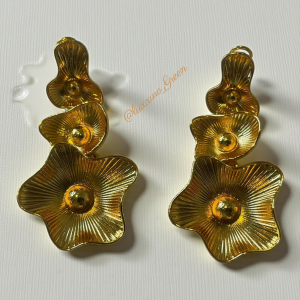 Golden Cascade Flower Earrings - Image 3