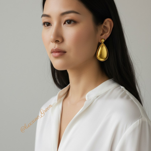 Oval Beaded Edge Earrings - Image 2
