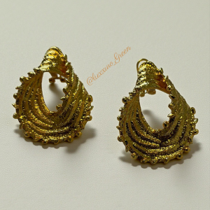 Golden Oyster Shell Statement Earrings - Image 4