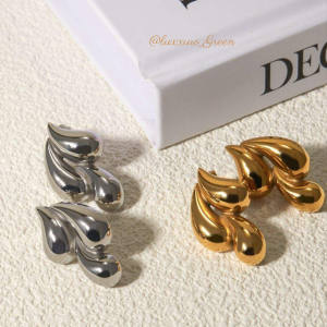 Abstract Golden Leaf Statement Earrings - Image 2