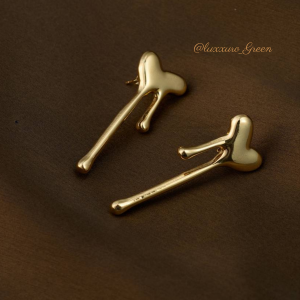 Melted Heart Drop Earrings - Image 3