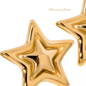 18K Gold Star Statement Earrings - Image 1