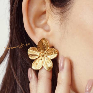 Golden Flower Stud Earrings - Image 1
